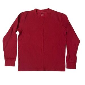 American Eagle Ribbed Thermal Henley Top Mens S Red Knit Long Sleeve Shirt Layer